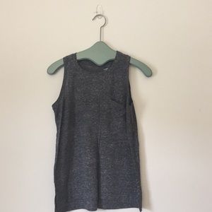 Old Navy, dark heather grey sleeveless tee.